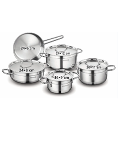 طقم قدور تركي 9 قطع Korkmaz Alfa Stainless Steel Cookware Set 9 pcs