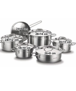 طقم قدور تركي 11 قطعة Korkmaz Alfa XXL 11 Pcs Stainless Steel  Cookware Set