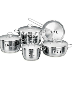 طقم قدور تركي 9 قطع Korkmaz Stainless Steel Cookware Set 9 pcs