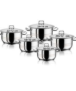 طقم قدور تركي 10 قطع Korkmaz Gastro 10 Pcs Stainless Steel Cookware Set