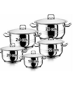 طقم قدور تركي 10 قطع Korkmaz Stainless Steel Cookware Set 10 pcs