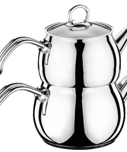 غوري تركي جودة عالية 4 قطع  Hascevher Stainless Steel Cigdem Midi Size Tea pot Set 4 Pcs